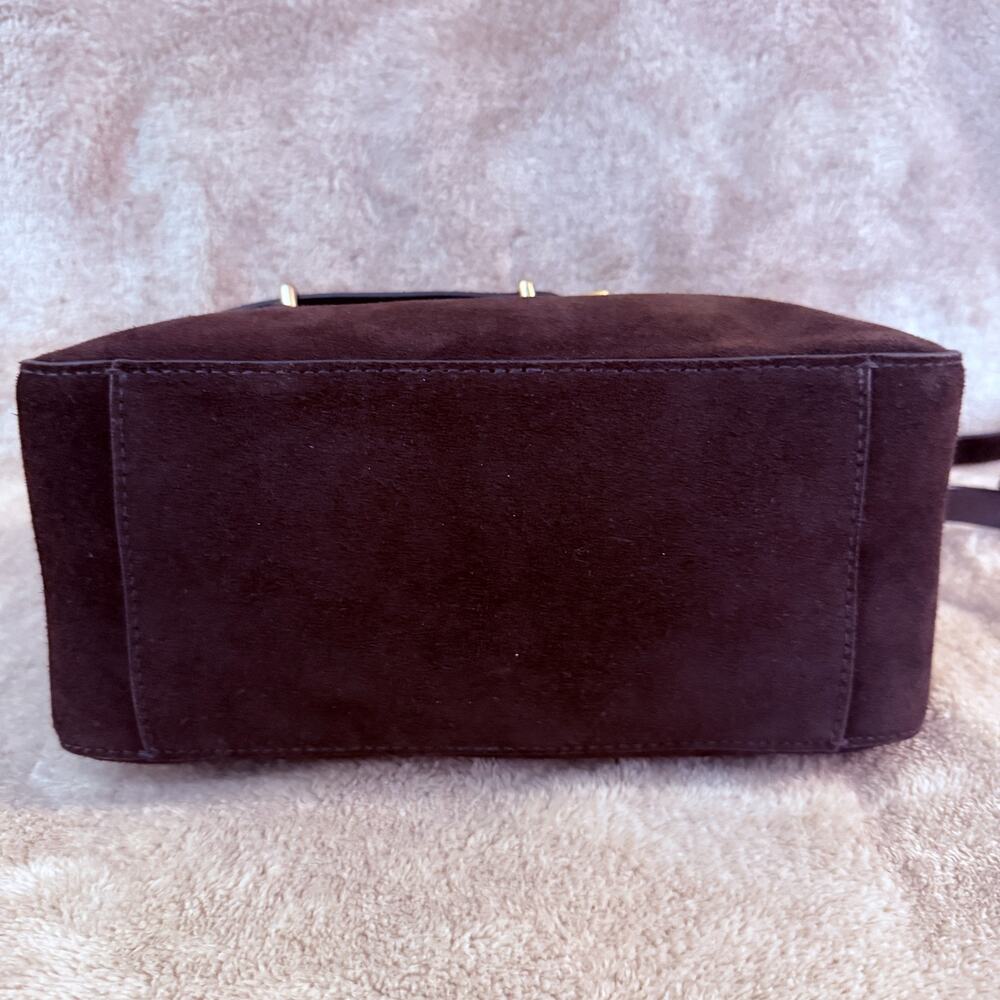 Madewell Belted Suede Leather Mini Crossbody Bag New Satchel Dark Carob - Picture 5 of 10
